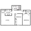 2 Bedroom, 1 Bathroom - 730 SF